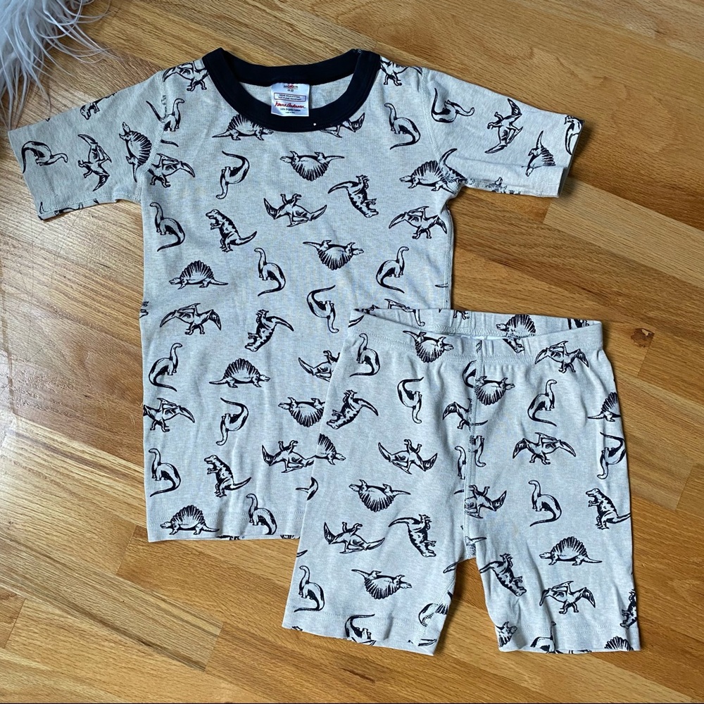 Hanna Andersson Organic Cotton Rib Knit Pajamas Short Set Sleepers Dinosaur